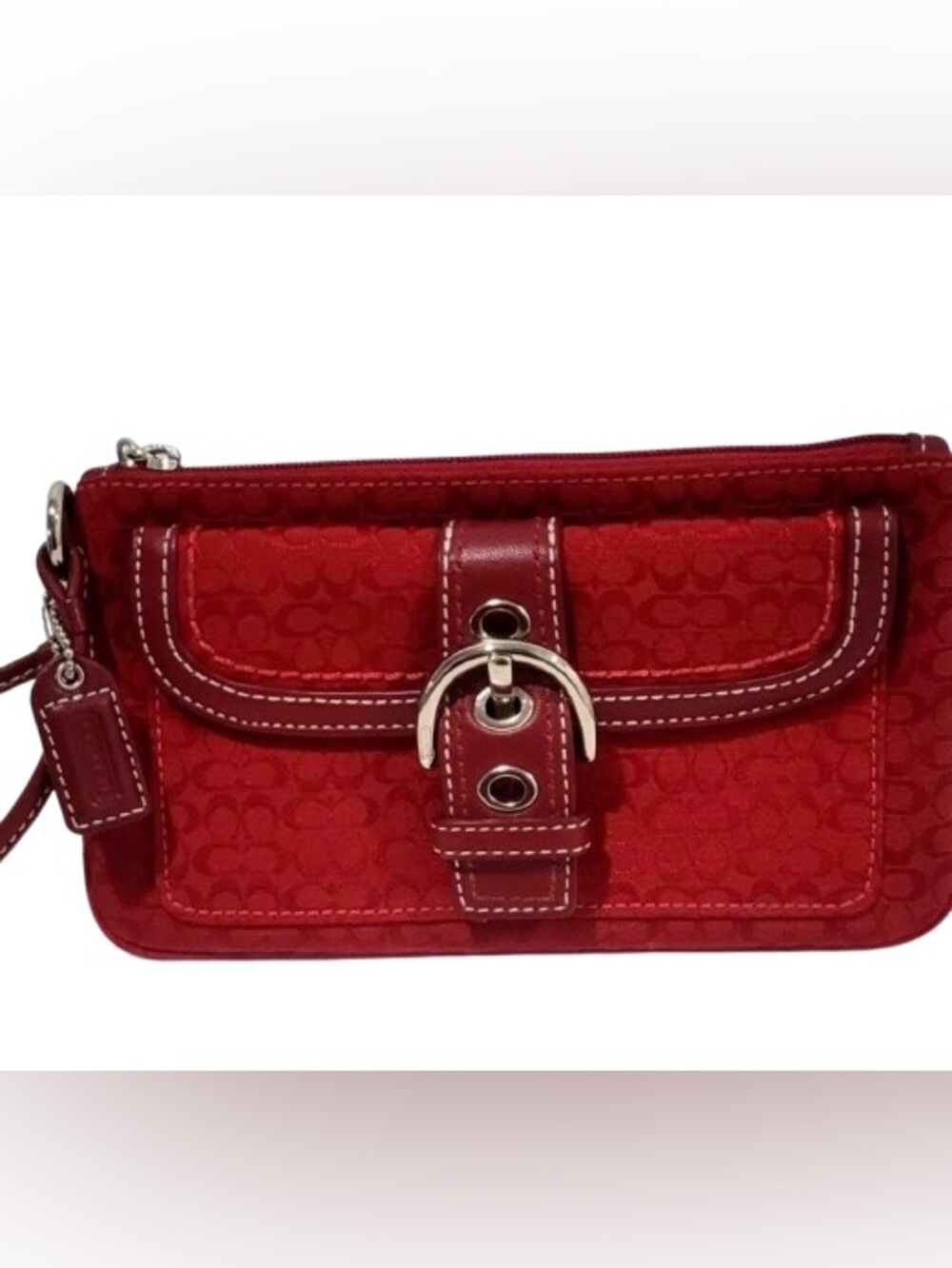 RARE Coach Red Signature Wristlet Clutch with SoHo Buckle Detail Y2K Vintage